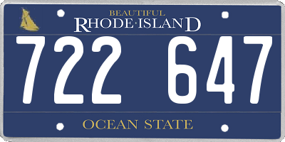 RI license plate 722647