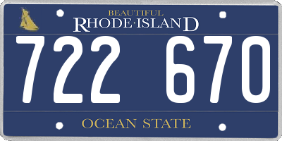 RI license plate 722670