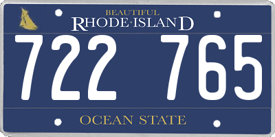 RI license plate 722765