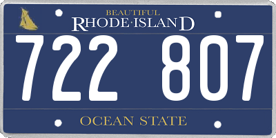 RI license plate 722807