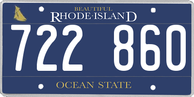 RI license plate 722860