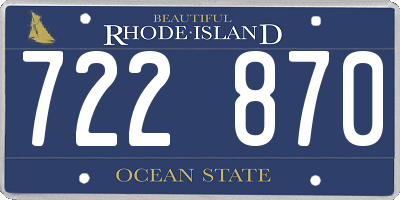 RI license plate 722870