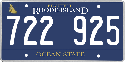 RI license plate 722925