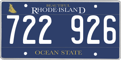 RI license plate 722926