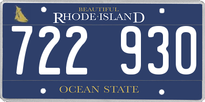 RI license plate 722930