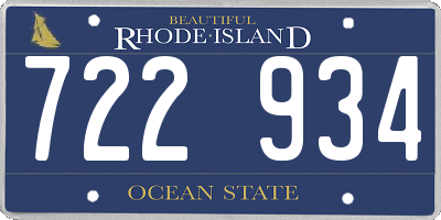 RI license plate 722934