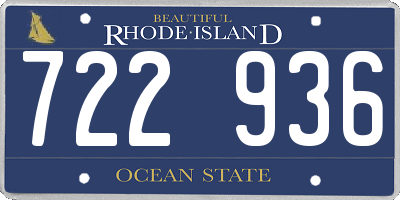 RI license plate 722936