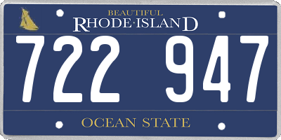 RI license plate 722947
