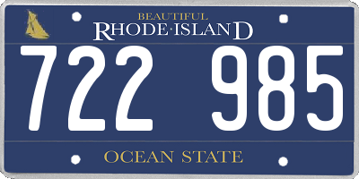 RI license plate 722985