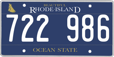 RI license plate 722986