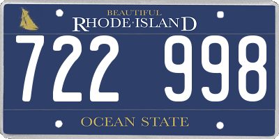 RI license plate 722998