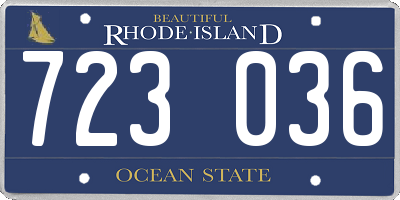 RI license plate 723036