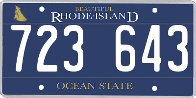 RI license plate 723643