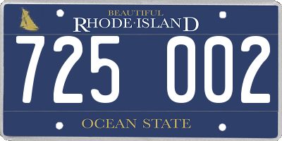 RI license plate 725002