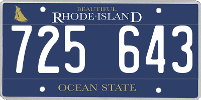 RI license plate 725643