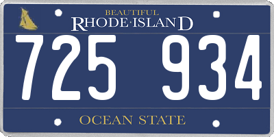 RI license plate 725934