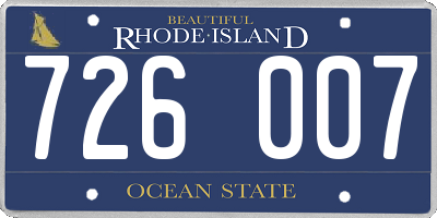 RI license plate 726007