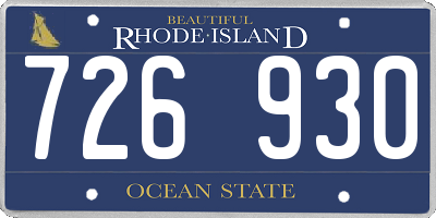 RI license plate 726930