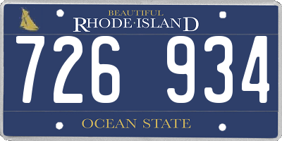 RI license plate 726934