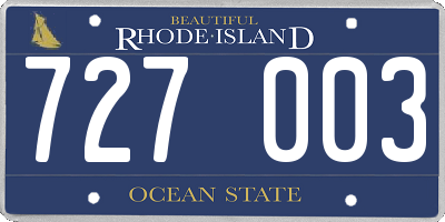 RI license plate 727003
