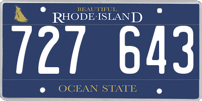 RI license plate 727643