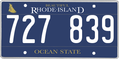 RI license plate 727839