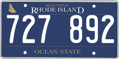 RI license plate 727892