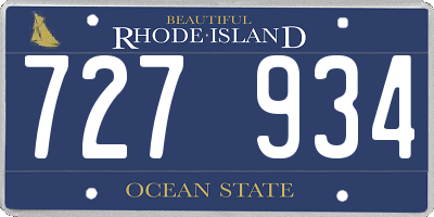 RI license plate 727934