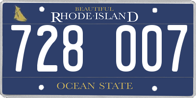RI license plate 728007