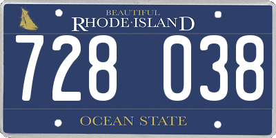 RI license plate 728038