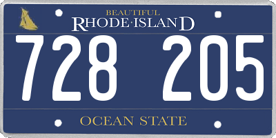 RI license plate 728205
