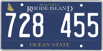 RI license plate 728455