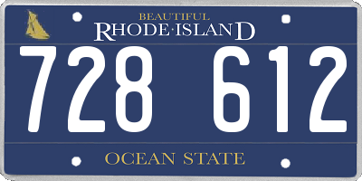 RI license plate 728612