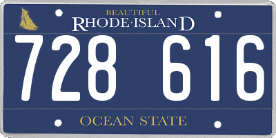 RI license plate 728616