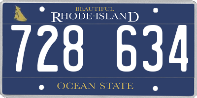 RI license plate 728634