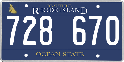 RI license plate 728670
