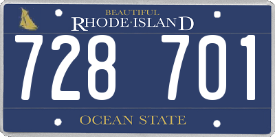 RI license plate 728701