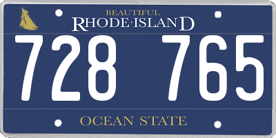 RI license plate 728765