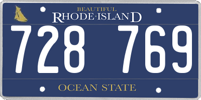 RI license plate 728769