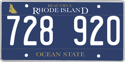 RI license plate 728920