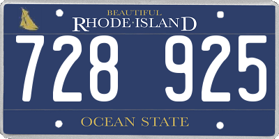 RI license plate 728925