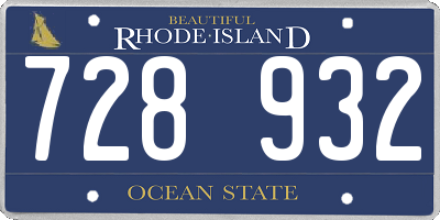 RI license plate 728932