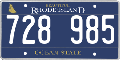 RI license plate 728985