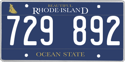 RI license plate 729892