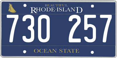 RI license plate 730257