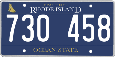 RI license plate 730458