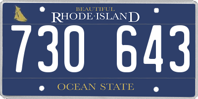 RI license plate 730643