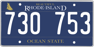 RI license plate 730753