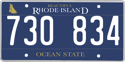 RI license plate 730834