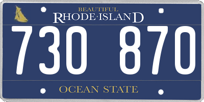 RI license plate 730870